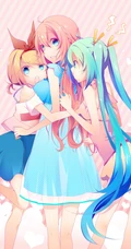 青色长发双马尾的动漫虚拟人物初音未来高清手机壁纸