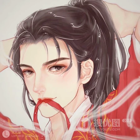 创意古风汉服男男兄弟头像插画图片