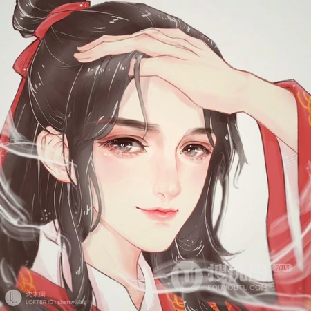 创意古风汉服男男兄弟头像插画图片