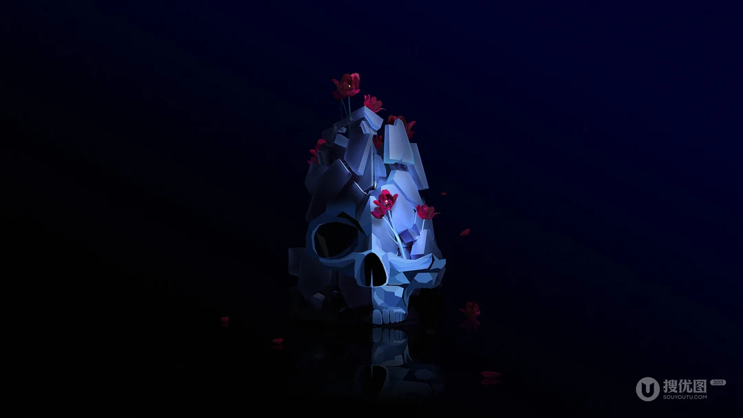 黑色背景，创意彩色玻璃晶体电脑壁纸图片