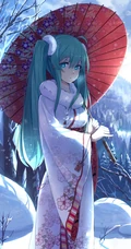 穿和服的初音，日系风格初音动漫手机壁纸