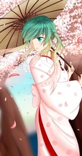 穿和服的初音，日系风格初音动漫手机壁纸
