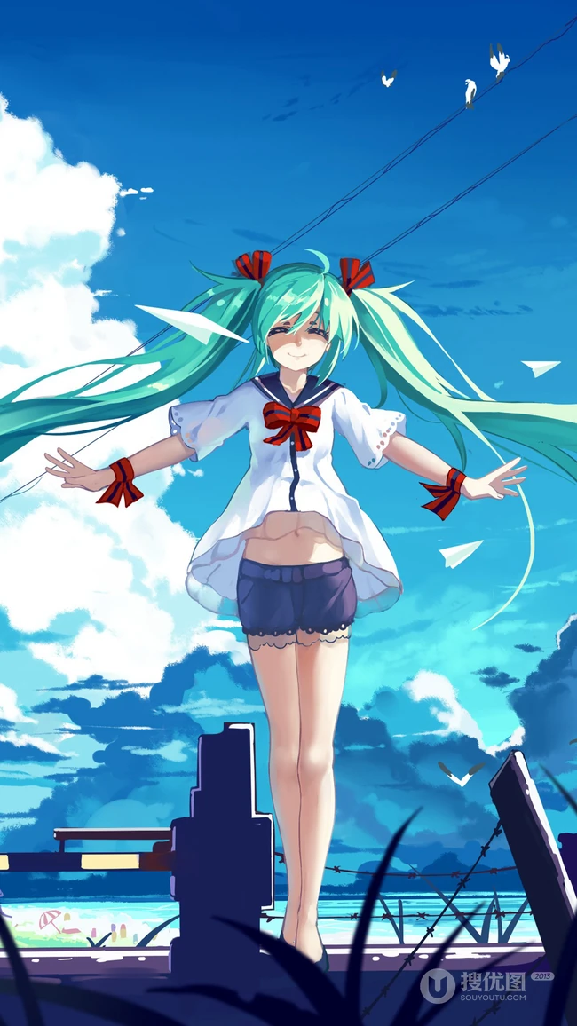 穿和服的初音，日系风格初音动漫手机壁纸