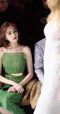 刘美彤大秀美背，着绿色闪光裙优雅动人写真图片