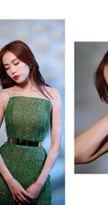 刘美彤大秀美背，着绿色闪光裙优雅动人写真图片