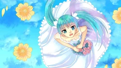 樱花动漫少女初音，穿和服的初音高清电脑壁纸