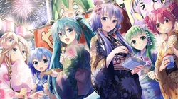 樱花动漫少女初音，穿和服的初音高清电脑壁纸
