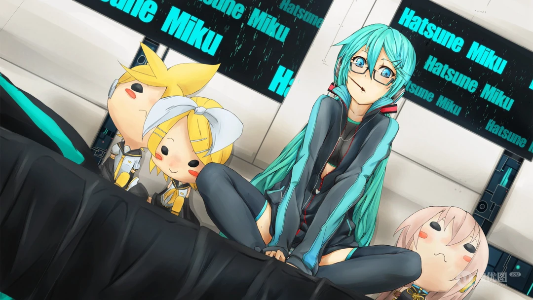 樱花动漫少女初音，穿和服的初音高清电脑壁纸