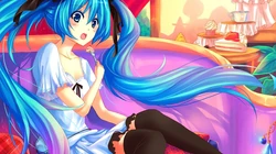 樱花动漫少女初音，穿和服的初音高清电脑壁纸