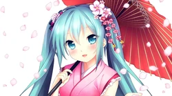 纯色背景，简约好看的初音未来电脑壁纸下载