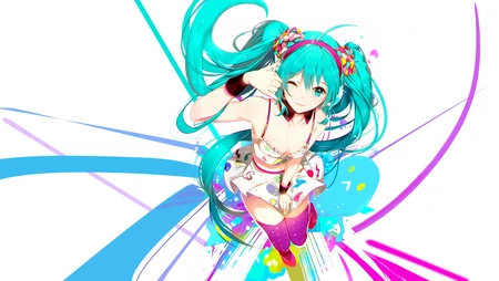 纯色背景，简约好看的初音未来电脑壁纸下载