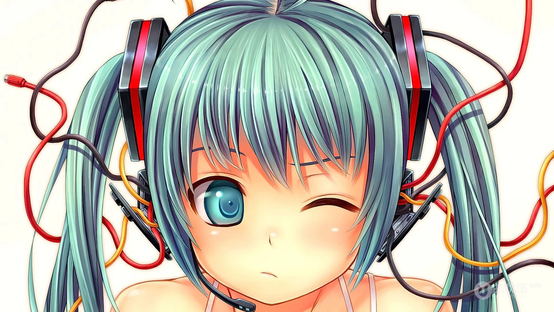 纯色背景，简约好看的初音未来电脑壁纸下载