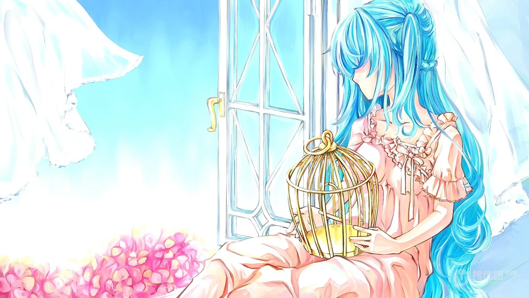 纯色背景，简约好看的初音未来电脑壁纸下载