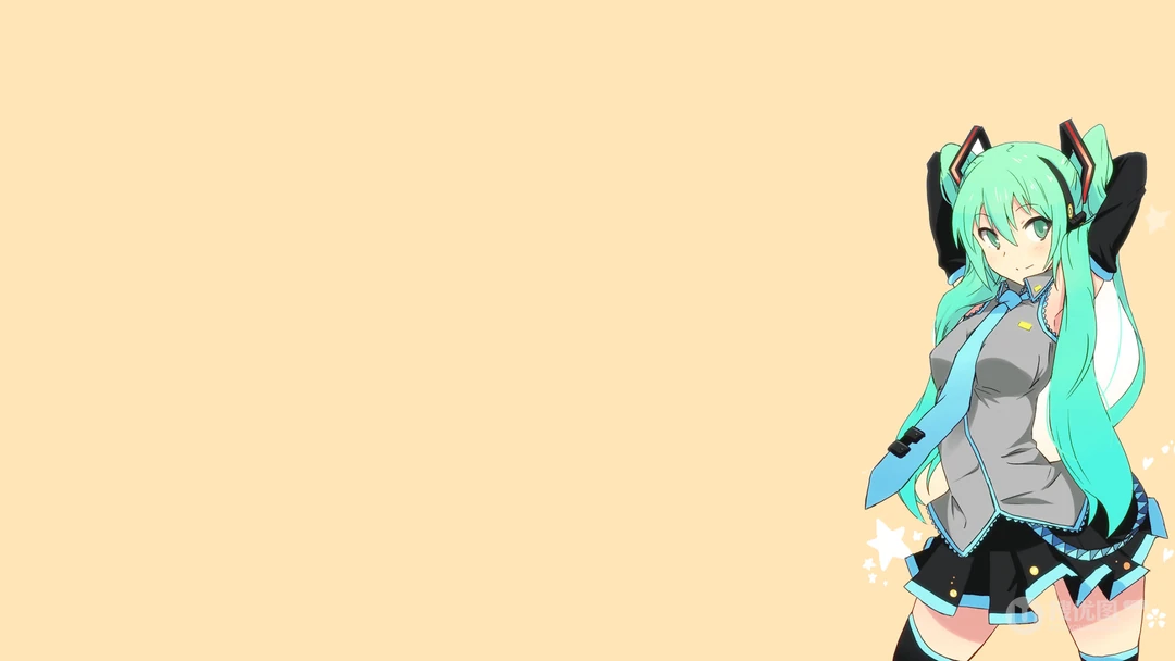 纯色背景，简约好看的初音未来电脑壁纸下载
