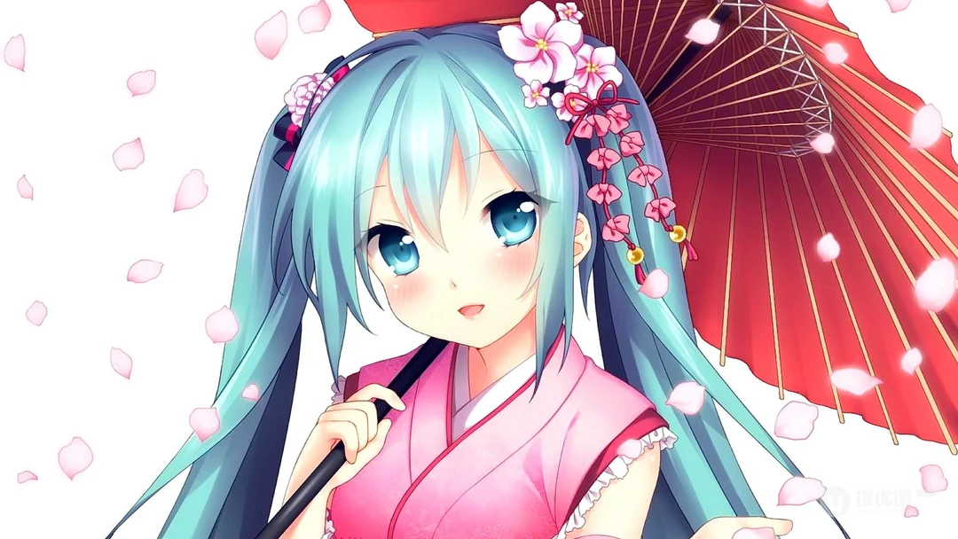 纯色背景，简约好看的初音未来电脑壁纸下载