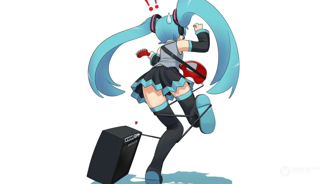 纯色背景，简约好看的初音未来电脑壁纸下载