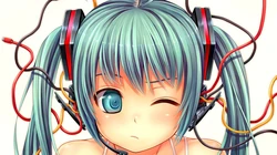 纯色背景，简约好看的初音未来电脑壁纸下载