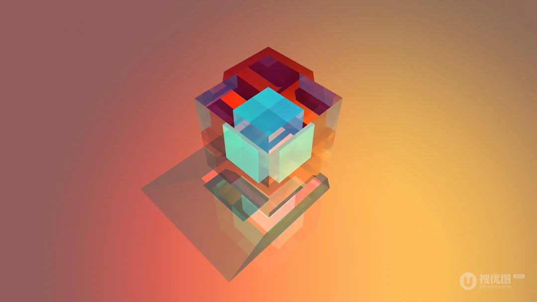 3D晶格拼贴，几何简约图形2K电脑壁纸图片