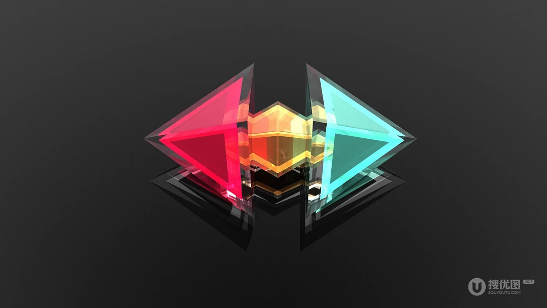 3D晶格拼贴，几何简约图形2K电脑壁纸图片