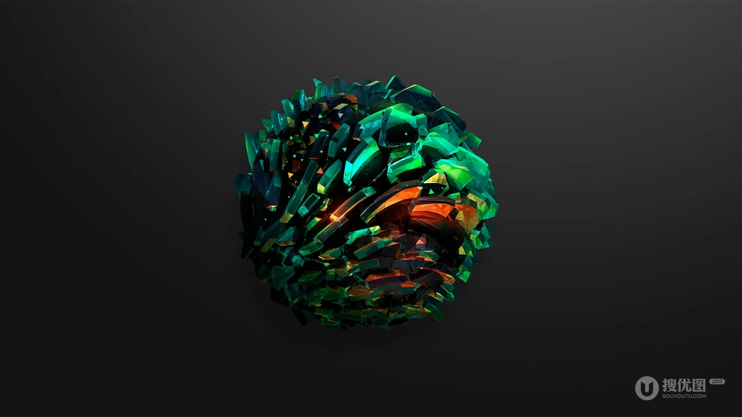 3D晶格拼贴，几何简约图形2K电脑壁纸图片