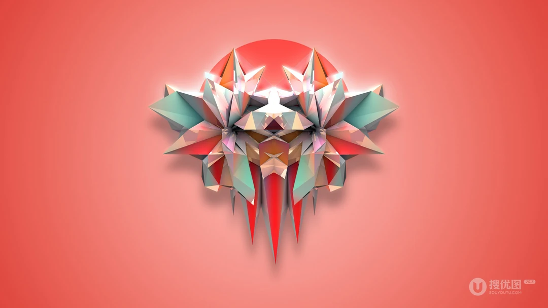 3D晶格拼贴，几何简约图形2K电脑壁纸图片