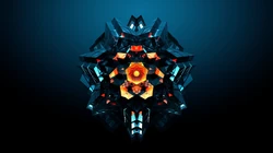 3D晶格拼贴，几何简约图形2K电脑壁纸图片