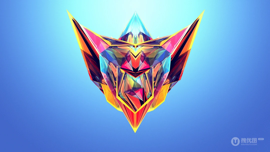 几何3D图形，拼贴钻石，埃及，皇冠等形状的简约电脑壁纸下载