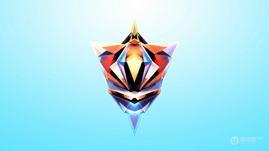 几何3D图形，拼贴钻石，埃及，皇冠等形状的简约电脑壁纸下载