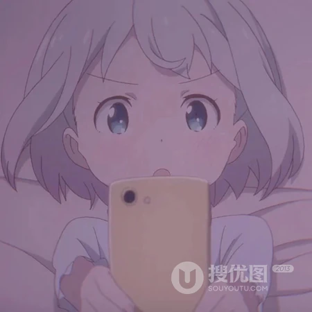 长发齐刘海的动漫妹子，呆萌可爱的动漫少女头像图片下载