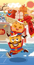 站酷设计师原创饼干警长贺新春手机壁纸图片