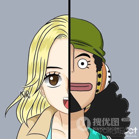 海贼王人物一人一半脸部拼贴创意头像图片