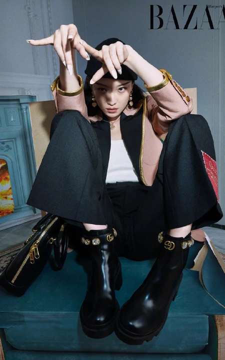 倪妮酷美个性《时尚芭莎》杂志封面写真图片