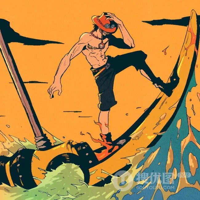 简洁手绘平面画风的海贼王人物