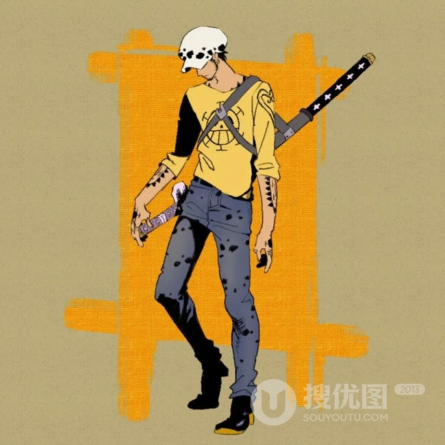简洁手绘平面画风的海贼王人物