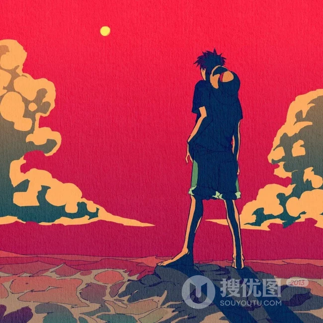 简洁手绘平面画风的海贼王人物