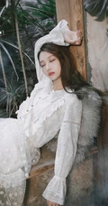 何宣林清新绿色唯美写真图片，纯美白衣清新浪漫