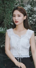 何宣林清新绿色唯美写真图片，纯美白衣清新浪漫