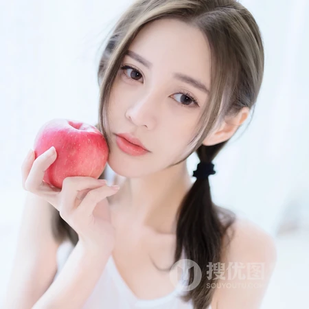 超清纯双马尾辫女生和苹果等高清头像套图