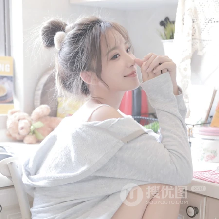 居家装丸子头女生小姐姐高清微信头像套图