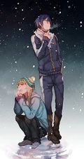 雪音和夜斗，动漫野良神人物，二次元美少年雪音和夜斗插画美图