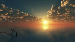 火红的夕阳，美丽的彩霞唯美风景电脑壁纸
