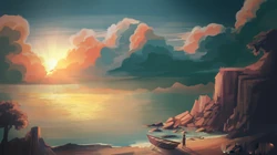 天空中云彩上火红的太阳唯美风景壁纸