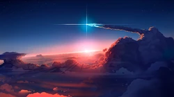 天空中云彩上火红的太阳唯美风景壁纸