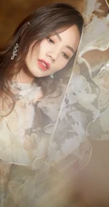 刘惜君身穿复古印花透纱礼服长裙低调奢华写真图片