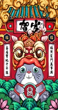 金鼠贺岁，2020鼠年春节发财好运手机壁纸套图