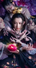 唯美美艳妃子围绕着的古风美男精美手机壁纸图片
