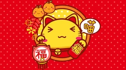 喵神送福，春节招财猫招财招福节日壁纸