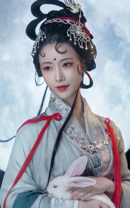 嫦娥奔月，唯美的仙女嫦娥和玉兔的手机壁纸