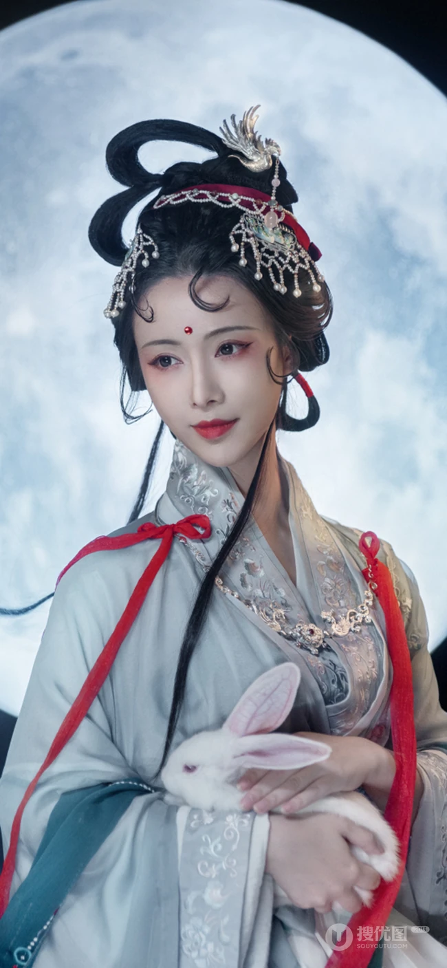 嫦娥奔月，唯美的仙女嫦娥和玉兔的手机壁纸