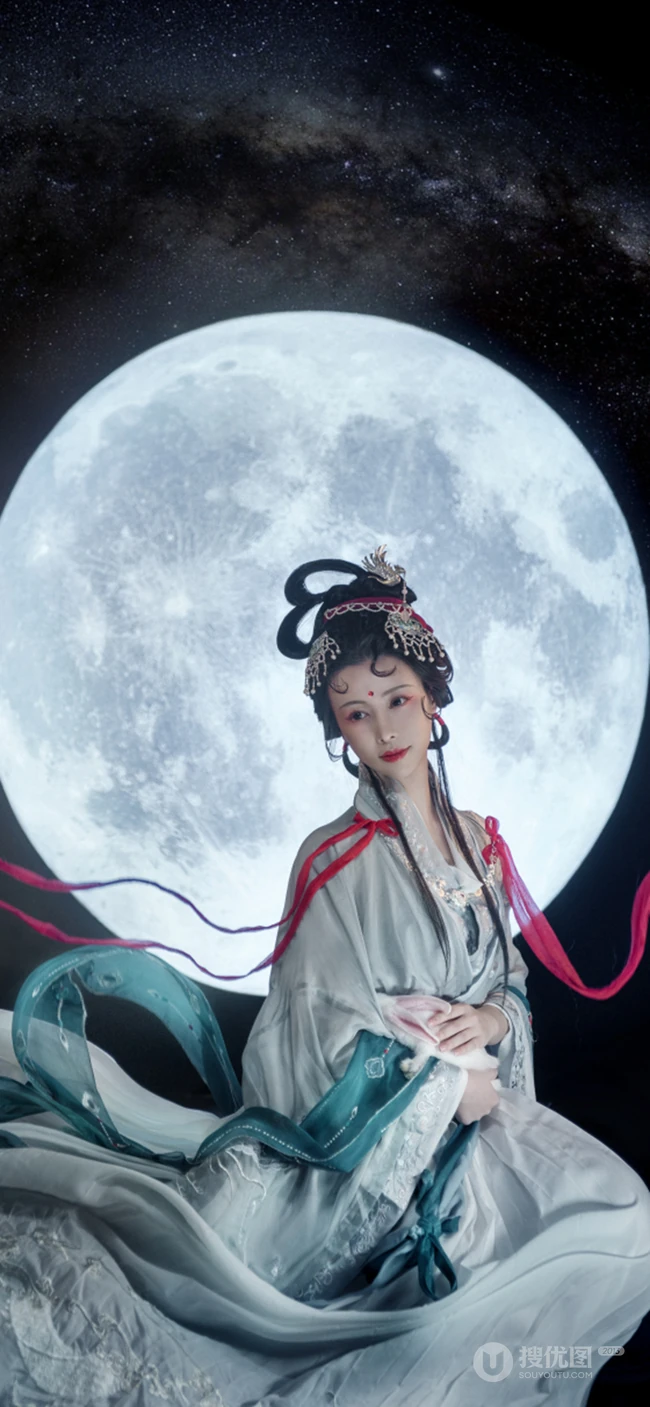 嫦娥奔月，唯美的仙女嫦娥和玉兔的手机壁纸